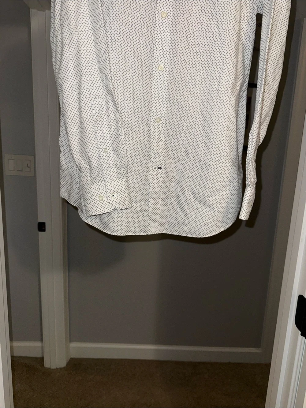 Banana Republic White Micro-Print Long-Sleeve Dress Shirt